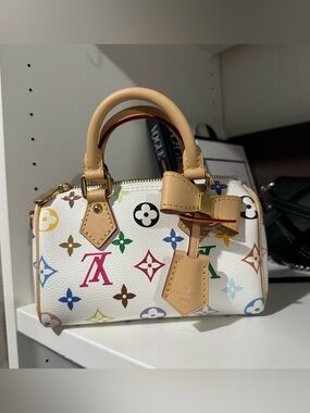 Louis Vuitton White Murakami Monogram Nano Speedy